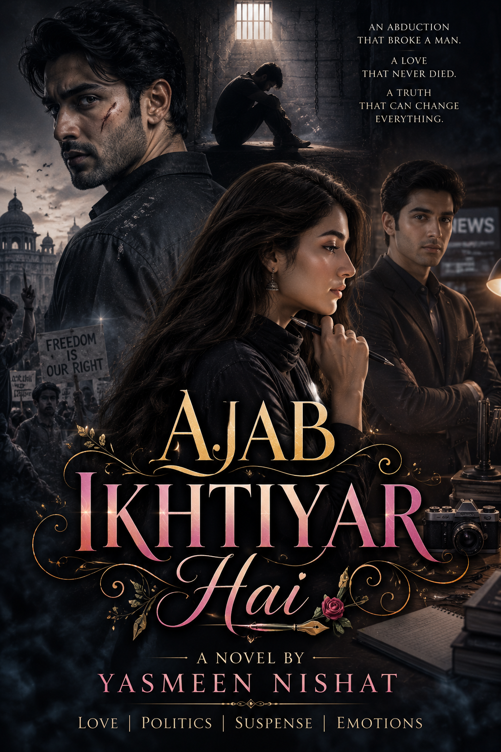 Ajab Ikhtiyar Hai Novel By Yasmeen Nishat, Emotional Urdu Novel, Romantic Suspense Novel, Kidnapping Based Love Story, Urdu Novel Cover