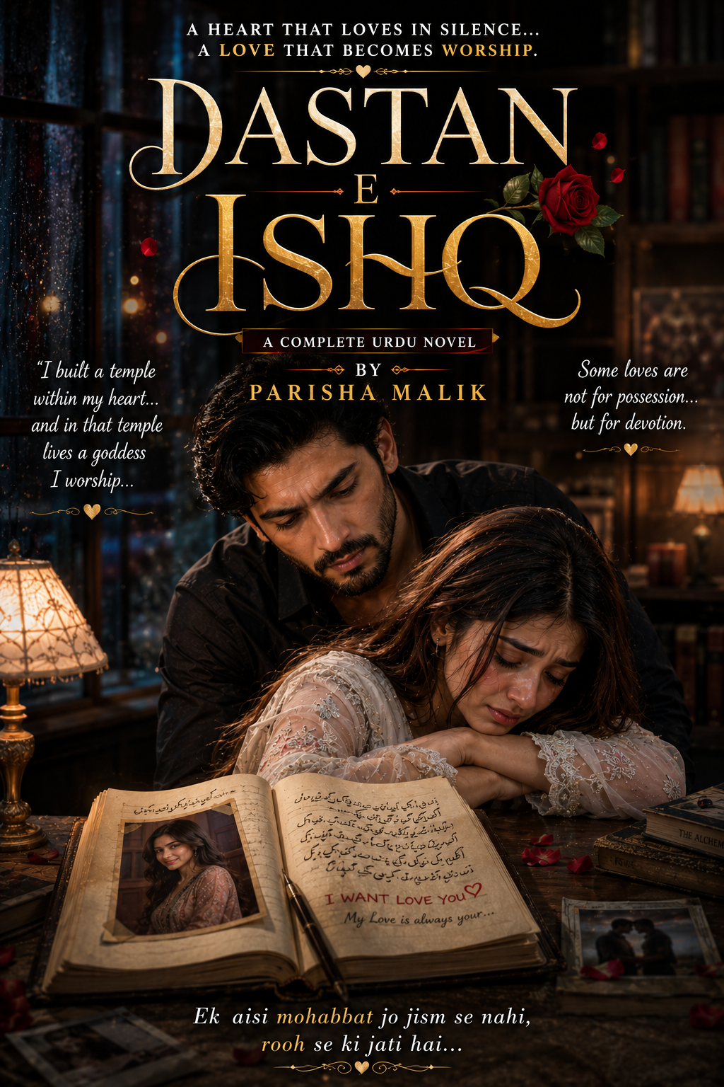Dastan E Ishq by Parisha Malik Complete Romantic Urdu Novel Cover featuring Wabisa and Sajeela in an emotional love story