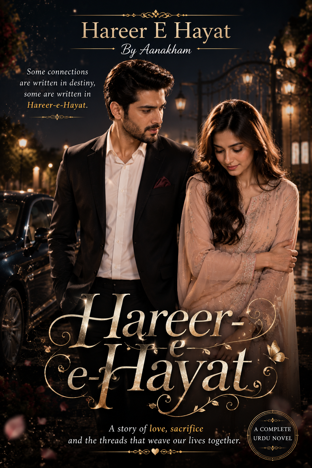 Hareer E Hayat by Aanakham Complete Romantic Urdu Novel Cover featuring Zaadan and heroine in an emotional love story